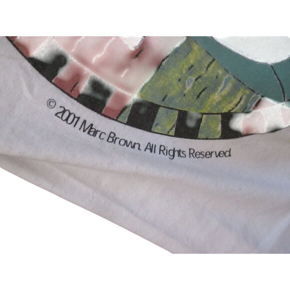 Arthur Cartoon Mens T-shirt Medium VTG 2001 Fist Clenched Marc Brown Delta - Picture 3 of 5